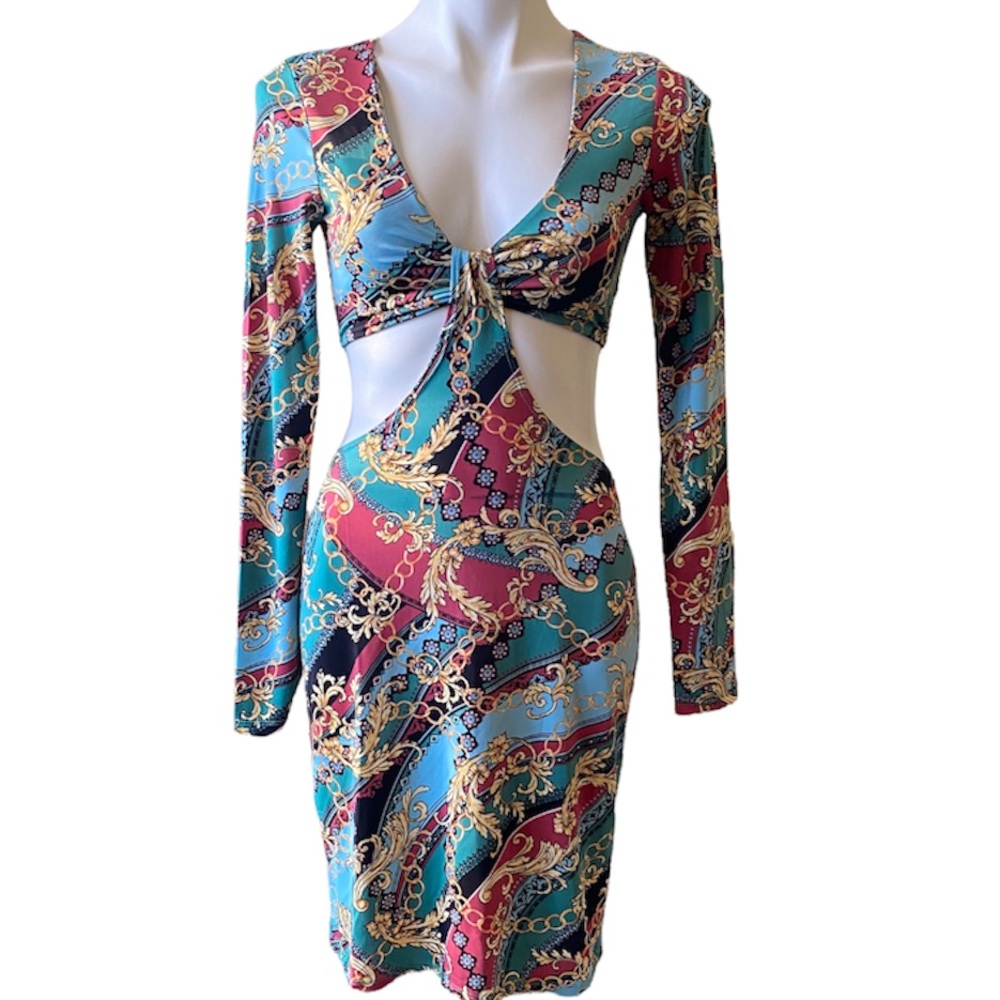Chain Print Cut Out Dress